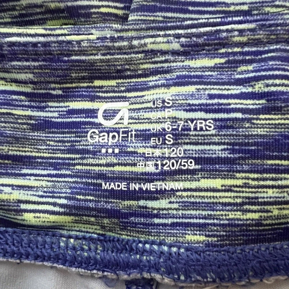 Gap Fit Leggings Girls Small Blue Yellow Marled Capri Crop Loungewear Athleisure